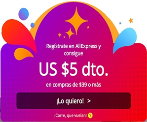 Obtén un cupón con $5 USD al registrarte en AliExpress desde Colombia