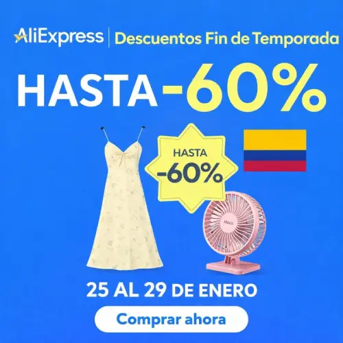 descuentos fin de temporada al 25 de 29 de enero en AliExpress Colombia