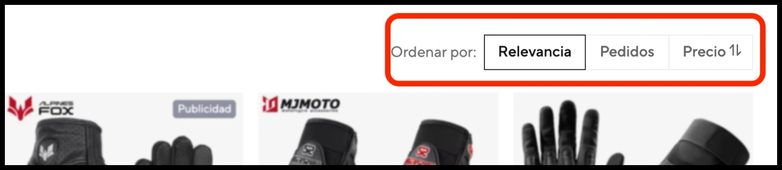 ordenar por relevancia pecio o pedidos en AliExpress Colombia