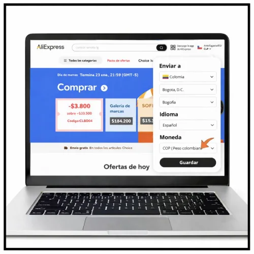 ver AliExpress en pesos colombianos desde el computador